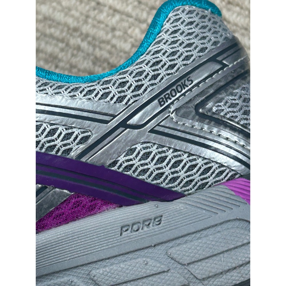 Brooks Adrenaline GTS 17 Running Shoes Womens 7 Silver Purple Teal - Picture 9 of 13